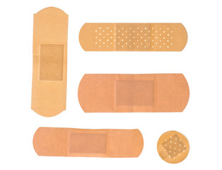 Set of adhesive plasters isolated on white background