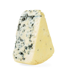 Piece of delicious blue cheese isolated on a white background. Dor blue.