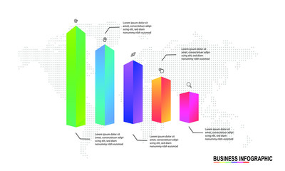 Infographics design template with 5 steps or options, can be used for workflow layout, diagram, annual report, web design, Creative banner, label vector. Info Graph