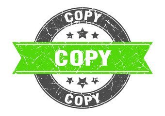 Obraz premium copy round stamp with green ribbon. copy
