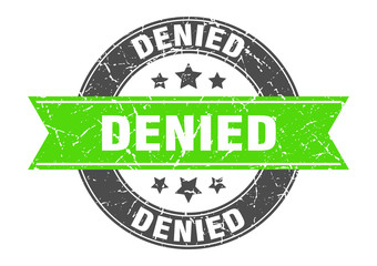 Obraz premium denied round stamp with green ribbon. denied