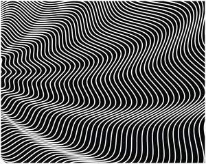 Fototapeta premium Digital image with a psychedelic stripes Wave design black and white. Optical art background. Texture with wavy, curves lines. Vector illustration 