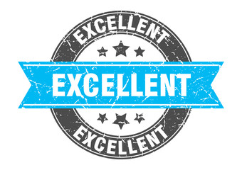 excellent round stamp with turquoise ribbon. excellent