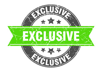 exclusive round stamp with green ribbon. exclusive