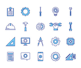 bundle of engineering set icons vector illustration design