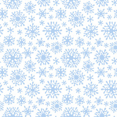 Christmas seamless doodle pattern with snowflakes