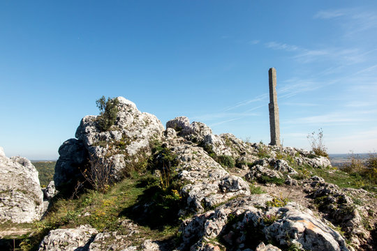 Limestone rocks in nature reserve mountain Zborow in Jura Krakowsko-Czestochowska