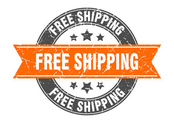 free shipping round stamp with orange ribbon. free shipping