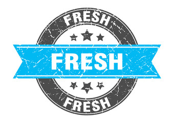 fresh round stamp with turquoise ribbon. fresh