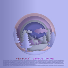 Vector Christmas paper cut vector background and design for New Year Illustration