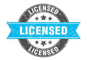 licensed round stamp with turquoise ribbon. licensed