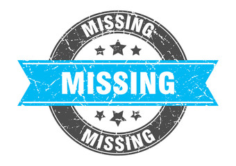 Fototapeta premium missing round stamp with turquoise ribbon. missing