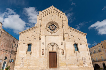 Fototapeta na wymiar Matera Cathedral (Cattedrale di Santa Maria della Bruna e di Sant'Eustachio), Roman Catholic cathedral in Matera, Basilicata, Italy.