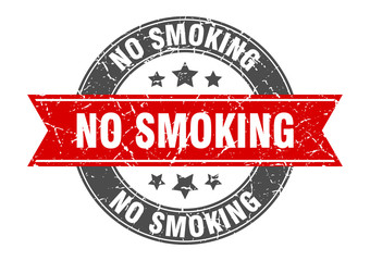 Obraz premium no smoking round stamp with red ribbon. no smoking