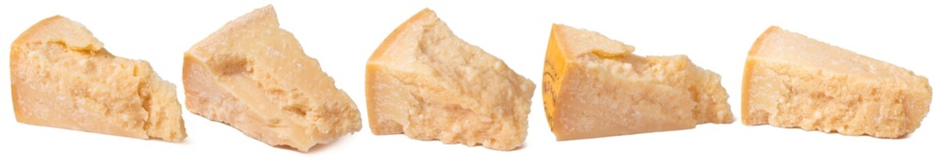 Blocks of parmesan cheese set isolated on white background. Package design element with clipping path