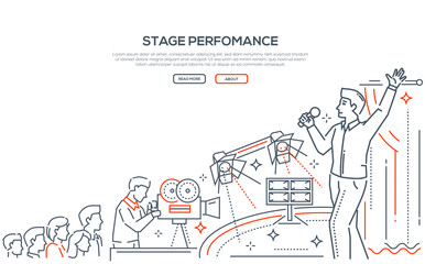 Stage performance linear landing page vector template