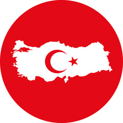 Turkish map flag round icon vector
