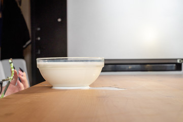 cup and saucer on wooden table