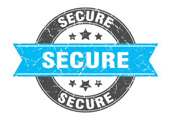 secure round stamp with turquoise ribbon. secure