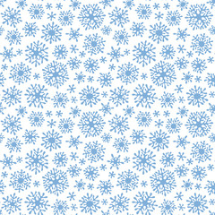 Christmas seamless doodle pattern with snowflakes