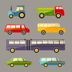 Set vector baby icons with cars. Transport illustration.