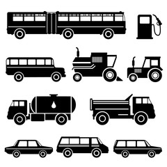 Set vector baby icons with cars. Transport illustration.