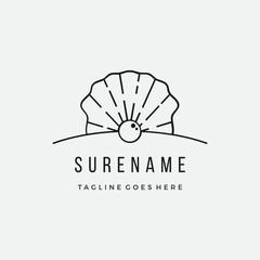 Shell and pearl logo vector icon illustration custom logo design vector