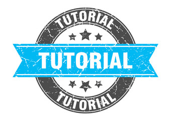 Fototapeta premium tutorial round stamp with turquoise ribbon. tutorial
