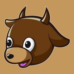 cow head mascot logo design