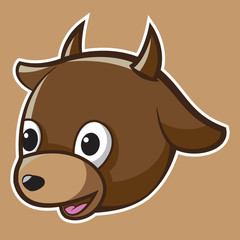 cow head mascot logo design