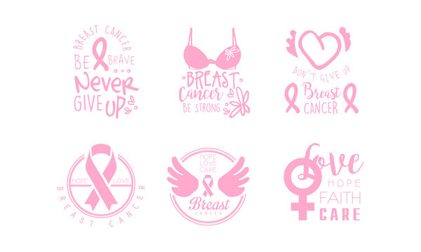 Set of logos in support of cancer patients. Vector illustration on a white background.