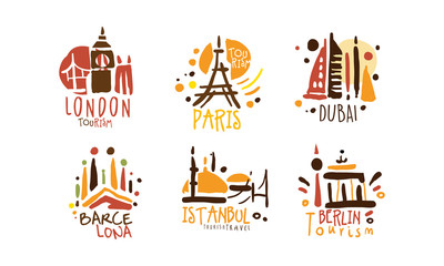 Fototapeta premium Set of logos for the traveler. Vector illustration on a white background.
