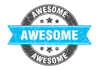 awesome round stamp with turquoise ribbon. awesome