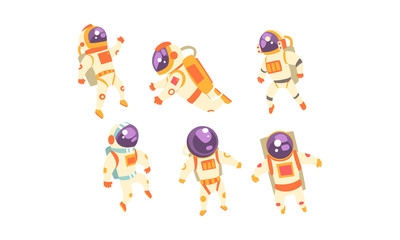 Set of cute astronauts. Vector illustration on a white background.
