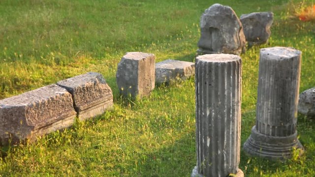 Remains of the ancient city. The ruins of an ancient city. Infrastructure and historical monuments of ancient civilization