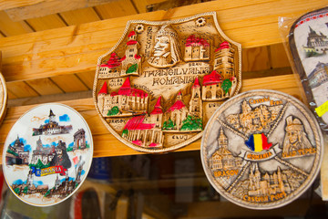 SINAIA, ROMANIA: Beautiful colorful Souvenirs for tourists.