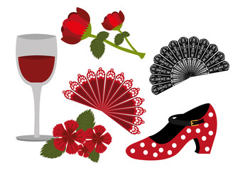 bundle of dance flamenco and set icons vector illustration design - obrazy, fototapety, plakaty
