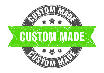 custom made round stamp with green ribbon. custom made