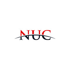Initial letter NUC, overlapping movement swoosh horizon logo company design inspiration in red and dark blue color vector