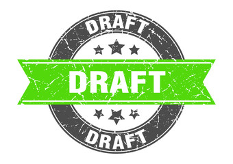 draft round stamp with green ribbon. draft