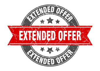 extended offer round stamp with red ribbon. extended offer