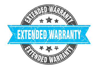 extended warranty round stamp with turquoise ribbon. extended warranty