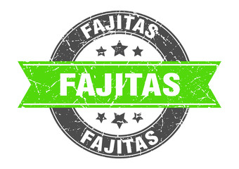 Obraz premium fajitas round stamp with green ribbon. fajitas