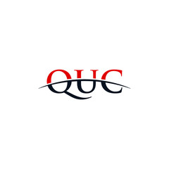 Initial letter UC, overlapping movement swoosh horizon logo company design inspiration in red and dark blue color vector
