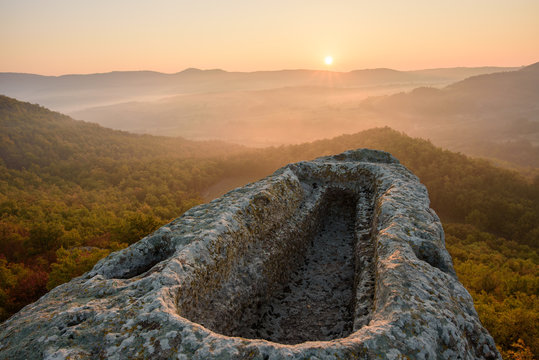 Orpheus sanctuary - Bulgaria - mountain top tomb, carved in the rocks of the Rhodope Mountains
