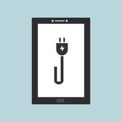 modern plug icon,charging icon with tablet smartphone flat illustration of Power plug vector icon for web