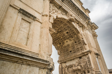 Detail of the arch of Tito next to the Imperial Forums in Rome