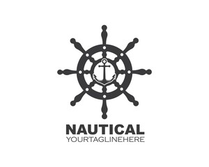 Obraz premium steering ship vector logo icon of nautical maritime