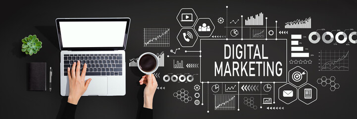 Digital marketing with person using a laptop computer
