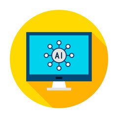 Computer AI Circle Icon